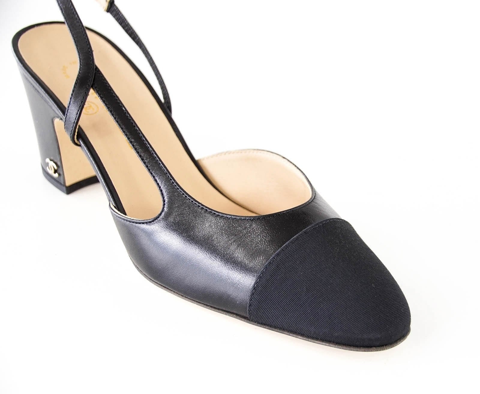 chanel black slingback shoes