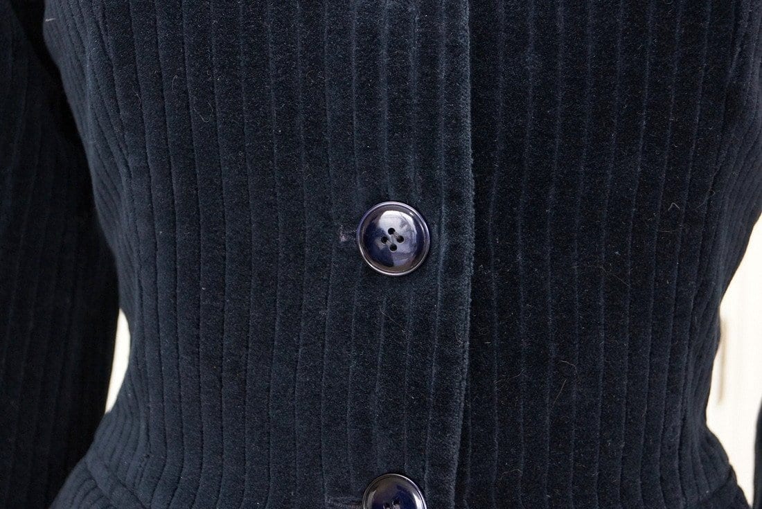 Azzedine Alaia Jacket Divine Shaping Pin Stripe Velvet Rich Navy 38 / 4 - mightychic