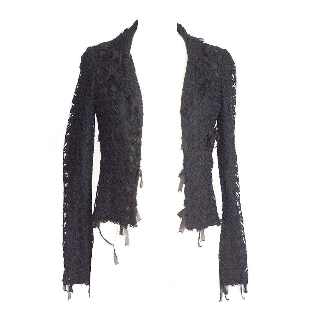 Chanel 05C Jacket Coveted Black Tweed and Mesh Ribbon Trim 34 / 4