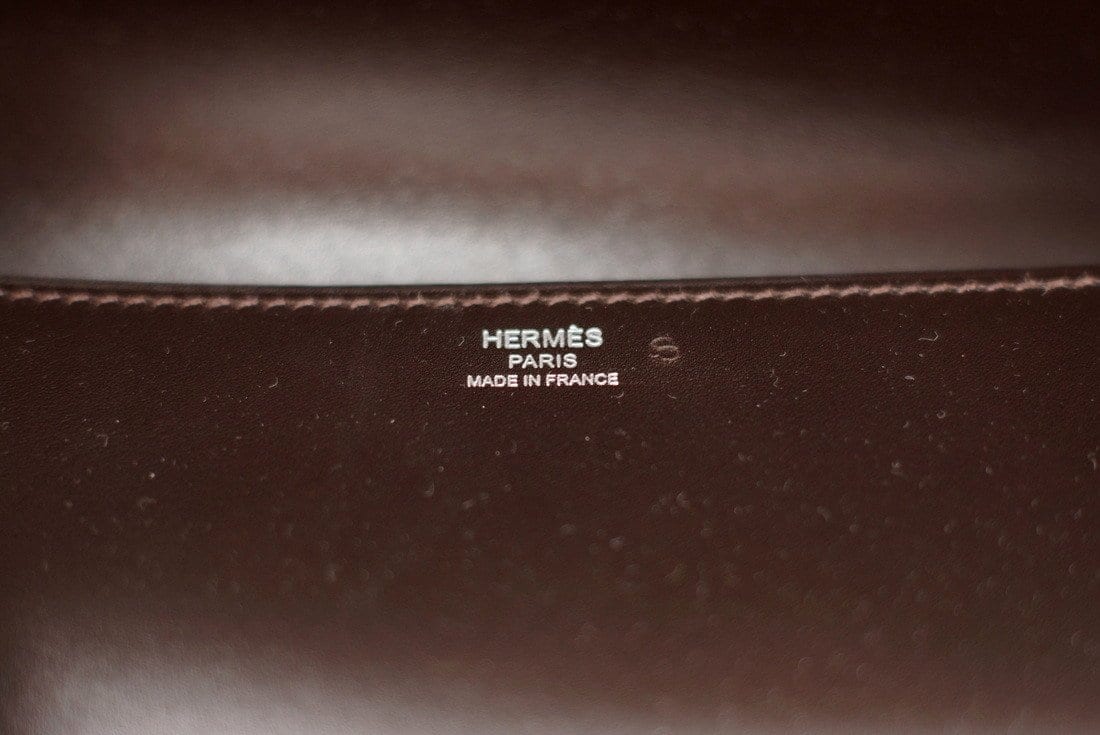 Hermes Medor Clutch Chocolate Box Leather Palladium Hardware