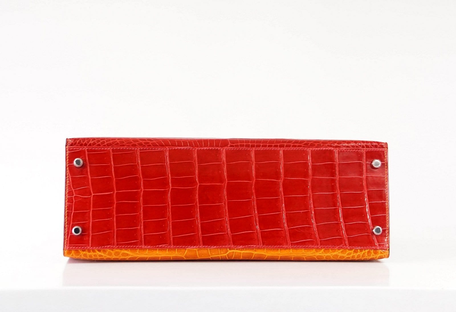 Orange Hermes Kelly 32cm Shiny Croc