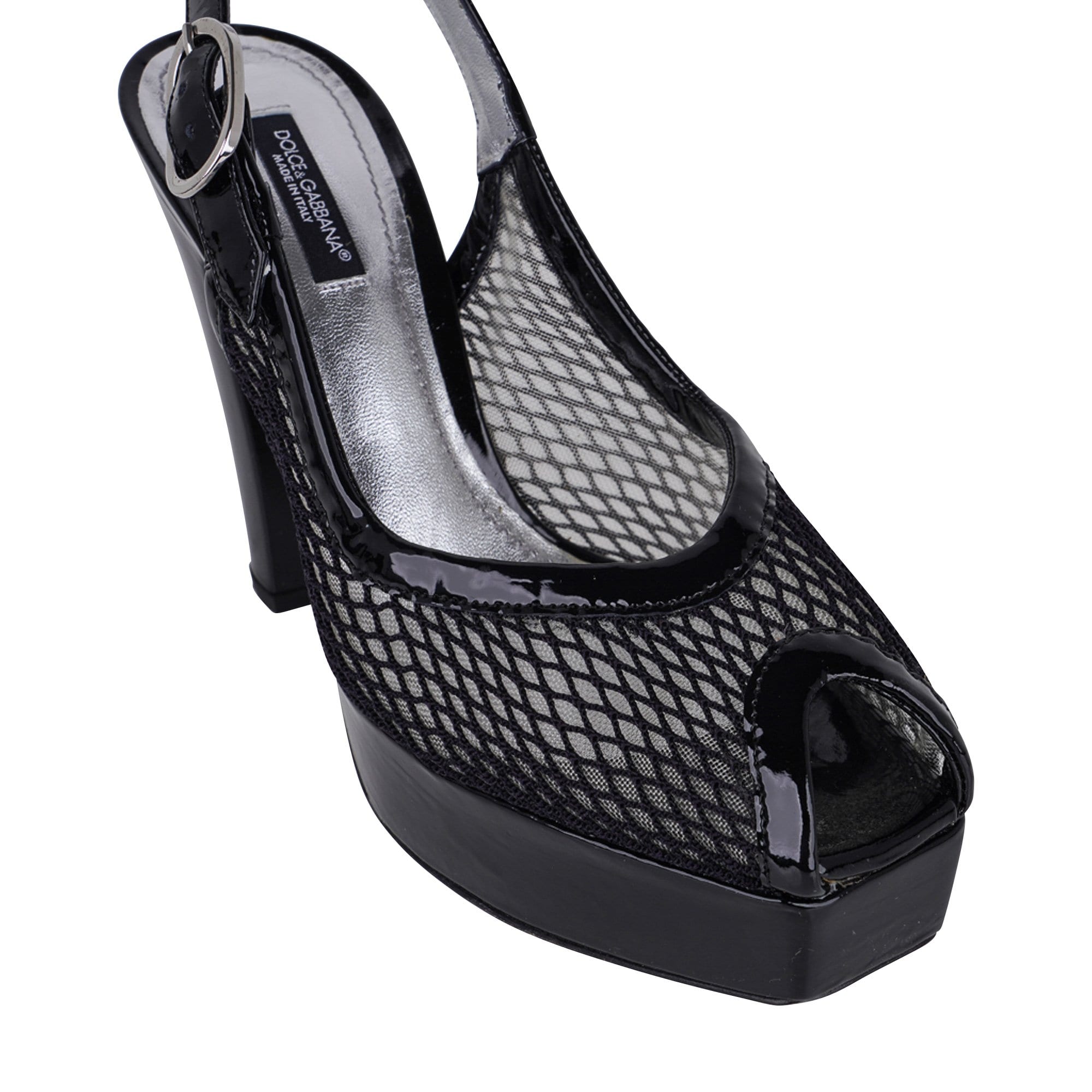 Dolce & Gabbana Shoe Bold Patent Platform Peep Toe  37.5  7.5