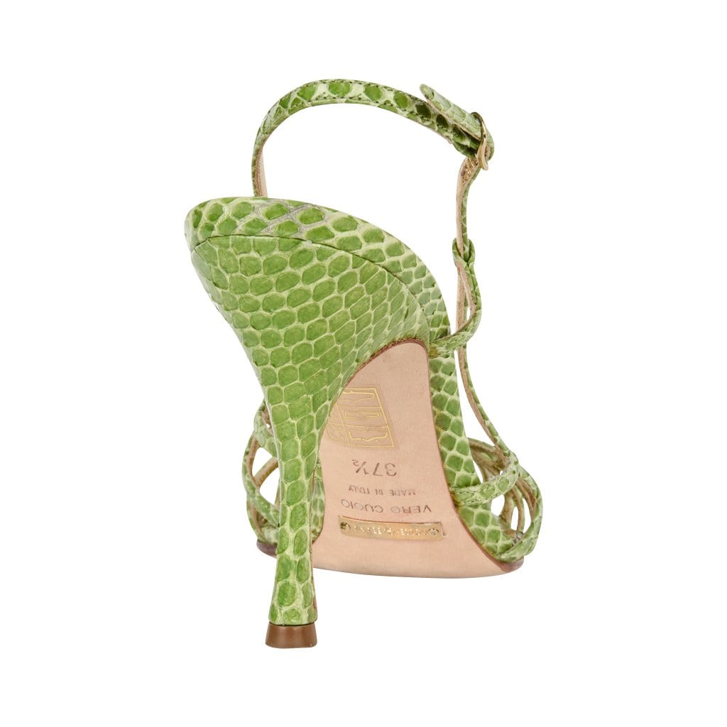 Dolce&Gabbana Shoe Green Snakeskin Strappy 37.5 / 7.5 Mint - mightychic