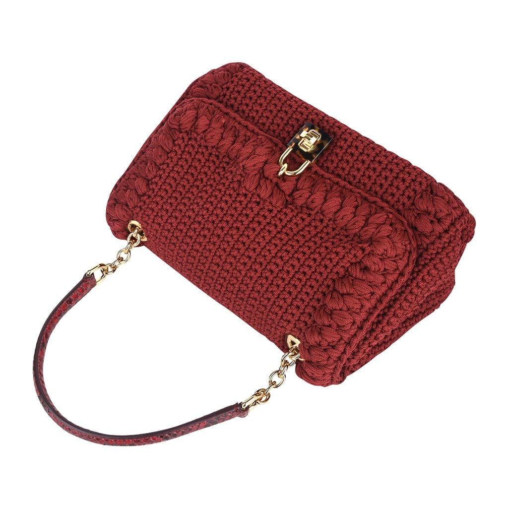 Dolce & Gabbana Bag Jewel Toned Lush Crochet Snakeskin Handle