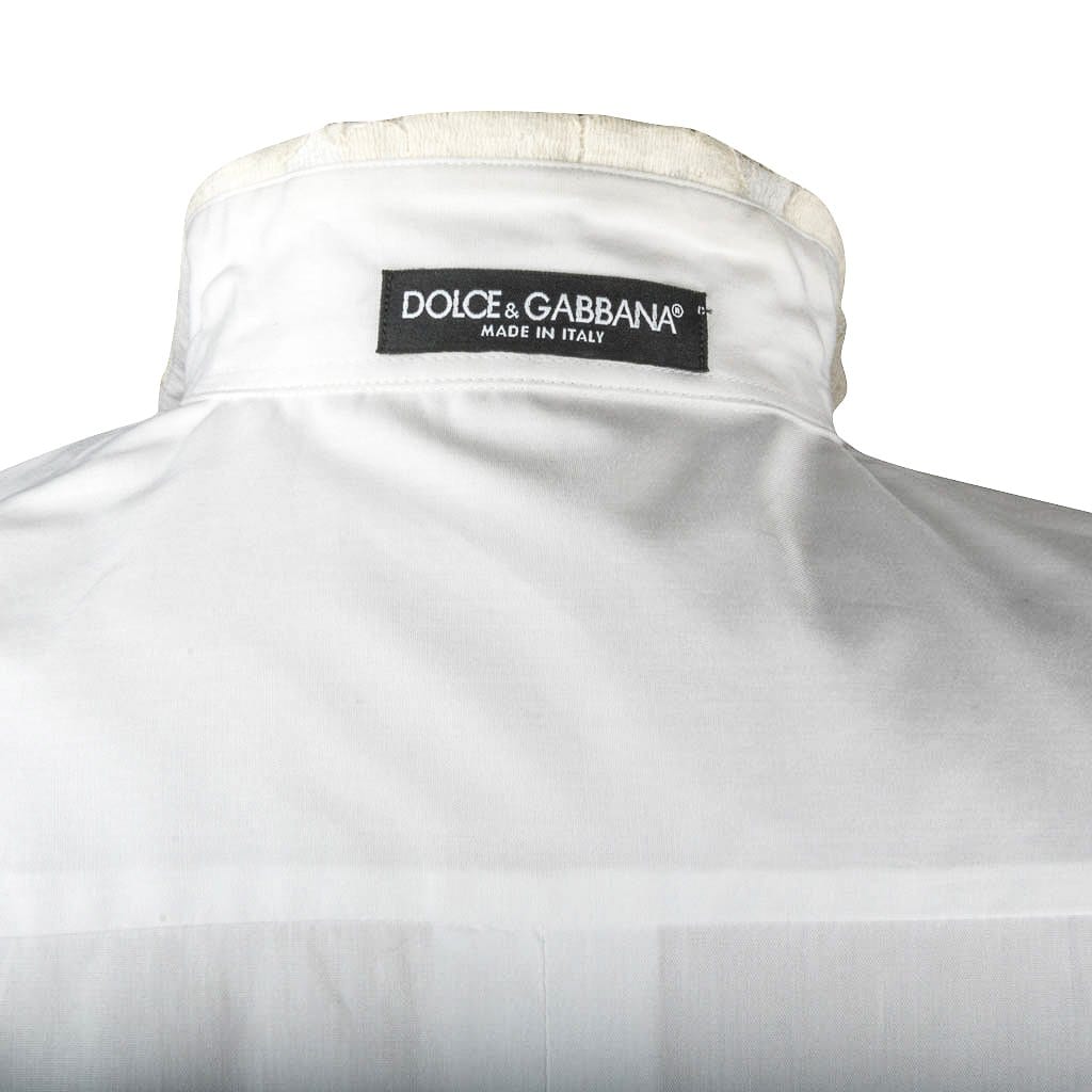 Dolce & Gabbana Top White Stretch Shirt Ecru Lace 46 Fits 10