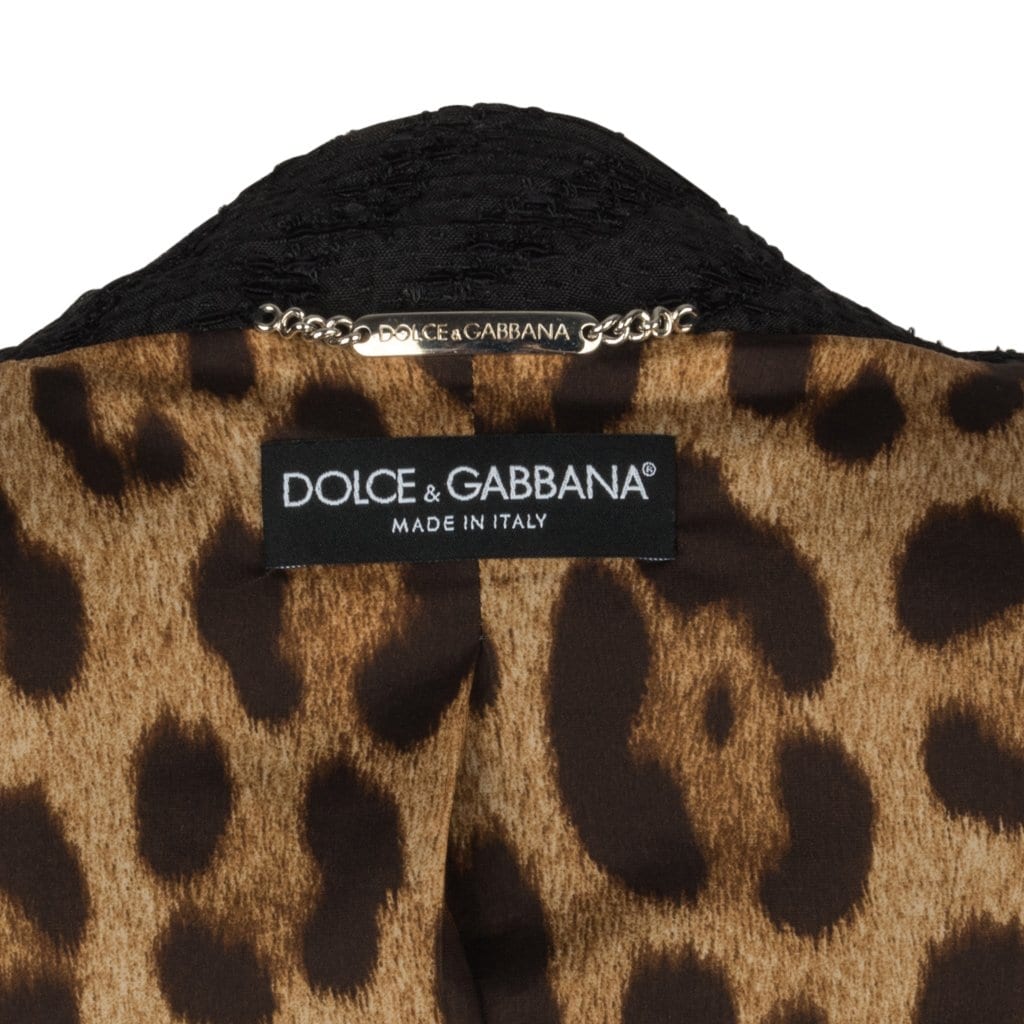 Dolce&Gabbana Skirt Suit Beautiful Black Fabric Scoop Neck Crop Sleeve 44 fits 8
