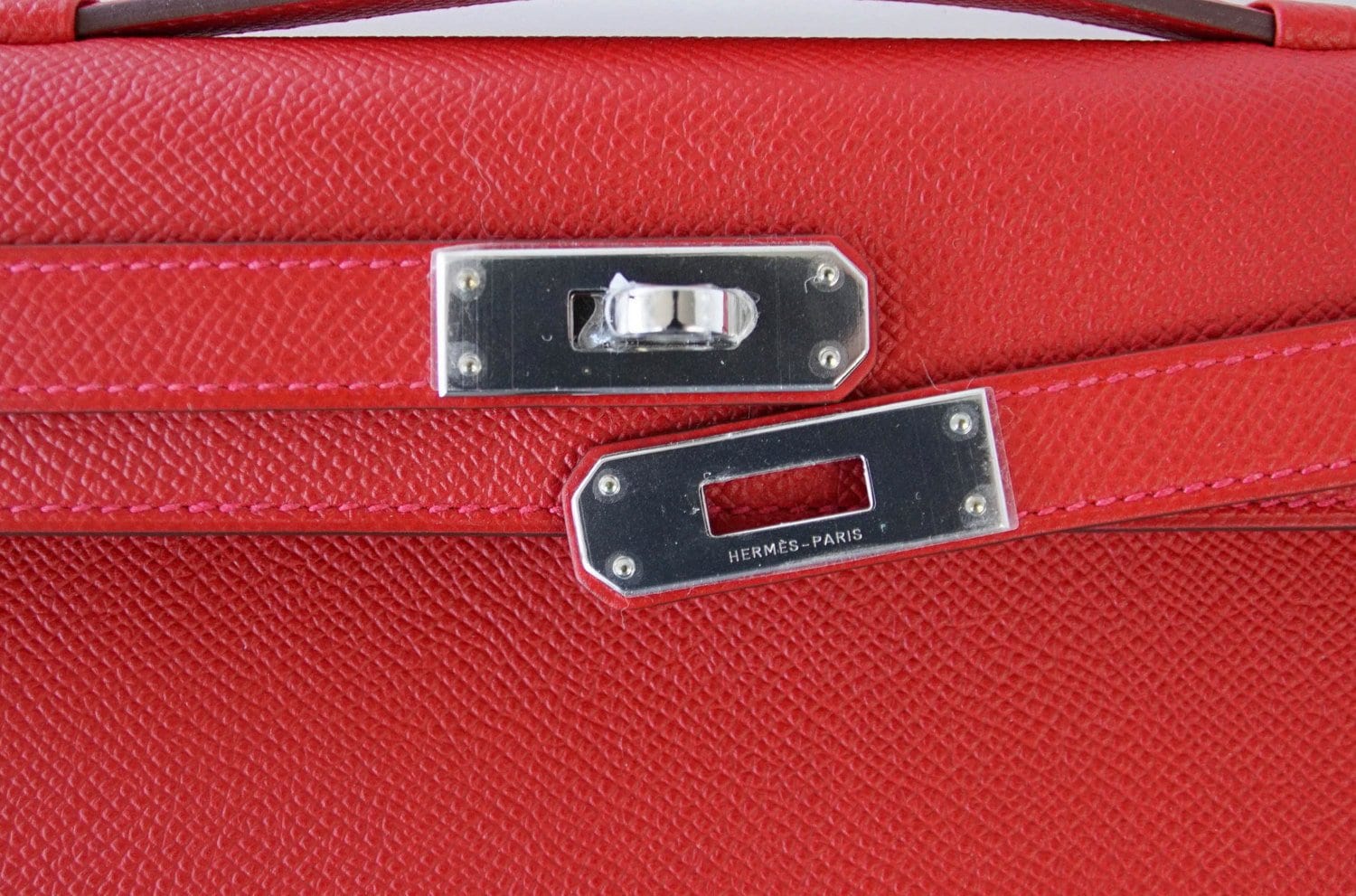 Hermes Kelly Pochette Rouge Casaque Epsom Palladium Hardware #T - Vendome  Monte Carlo