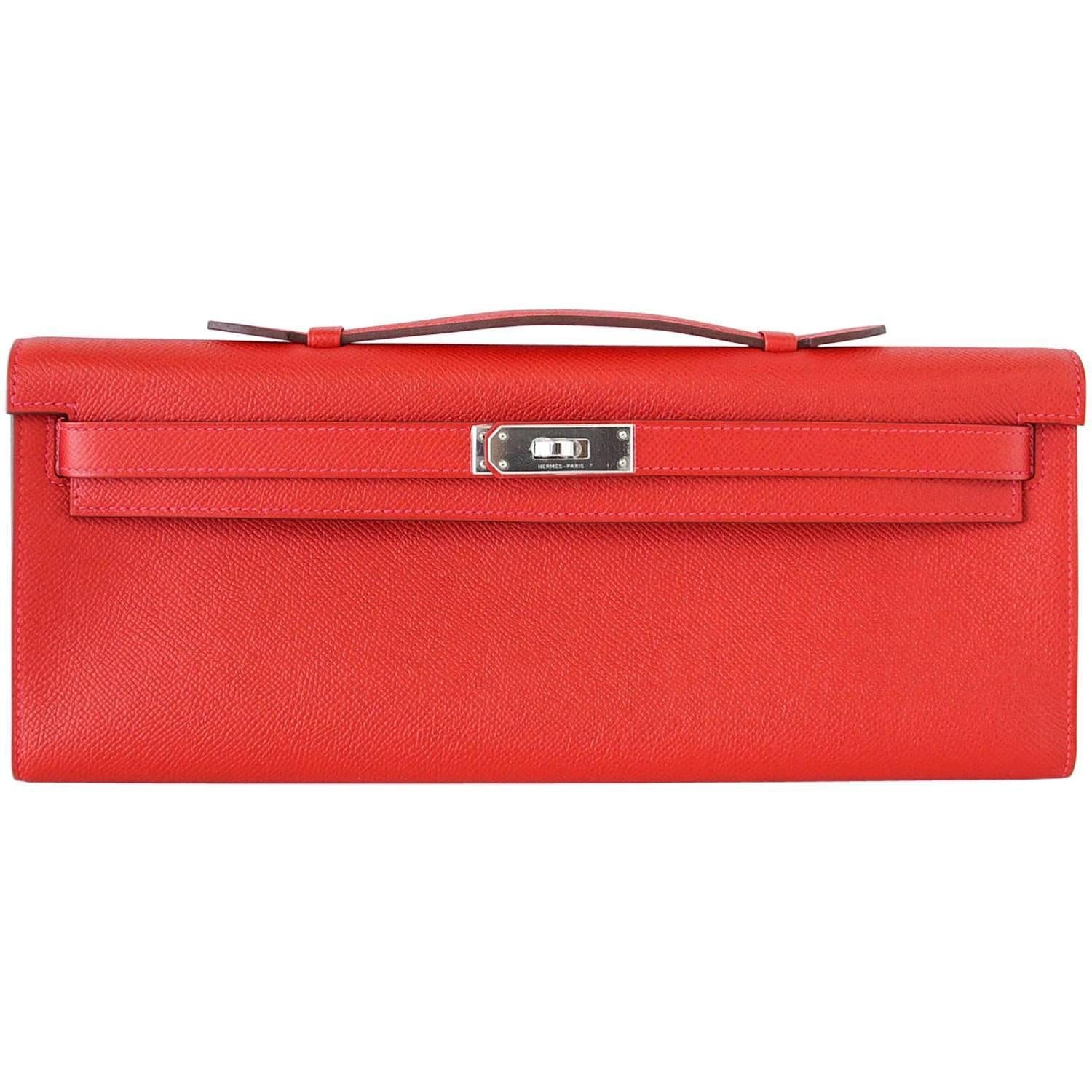 Hermes Sellier Kelly Bag 28cm Rouge Casaque Epsom Palladium Hardware