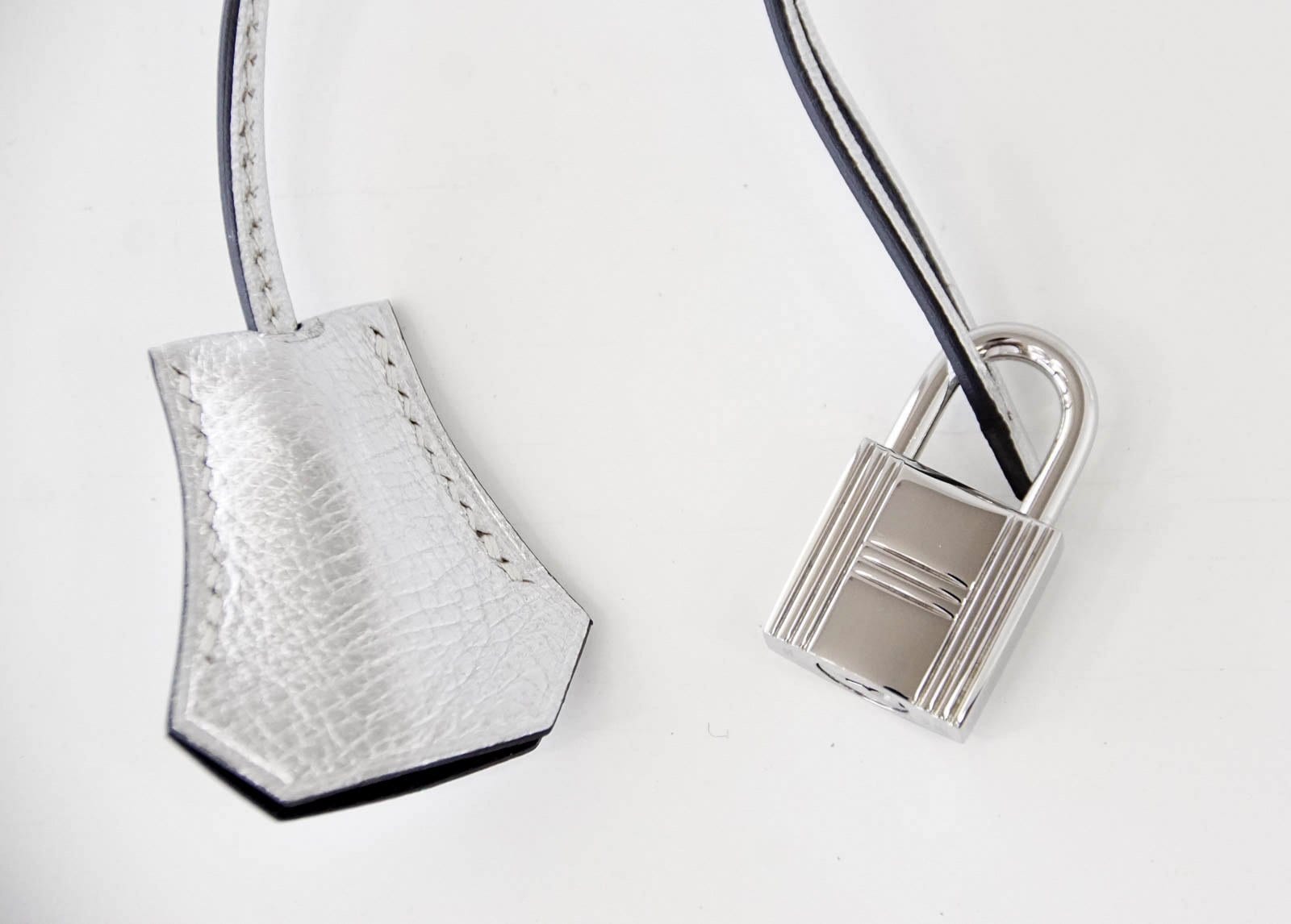 Hermes Limited Edition Birkin 30 Bag Silver Metallic Chevre Leather wi –  Mightychic