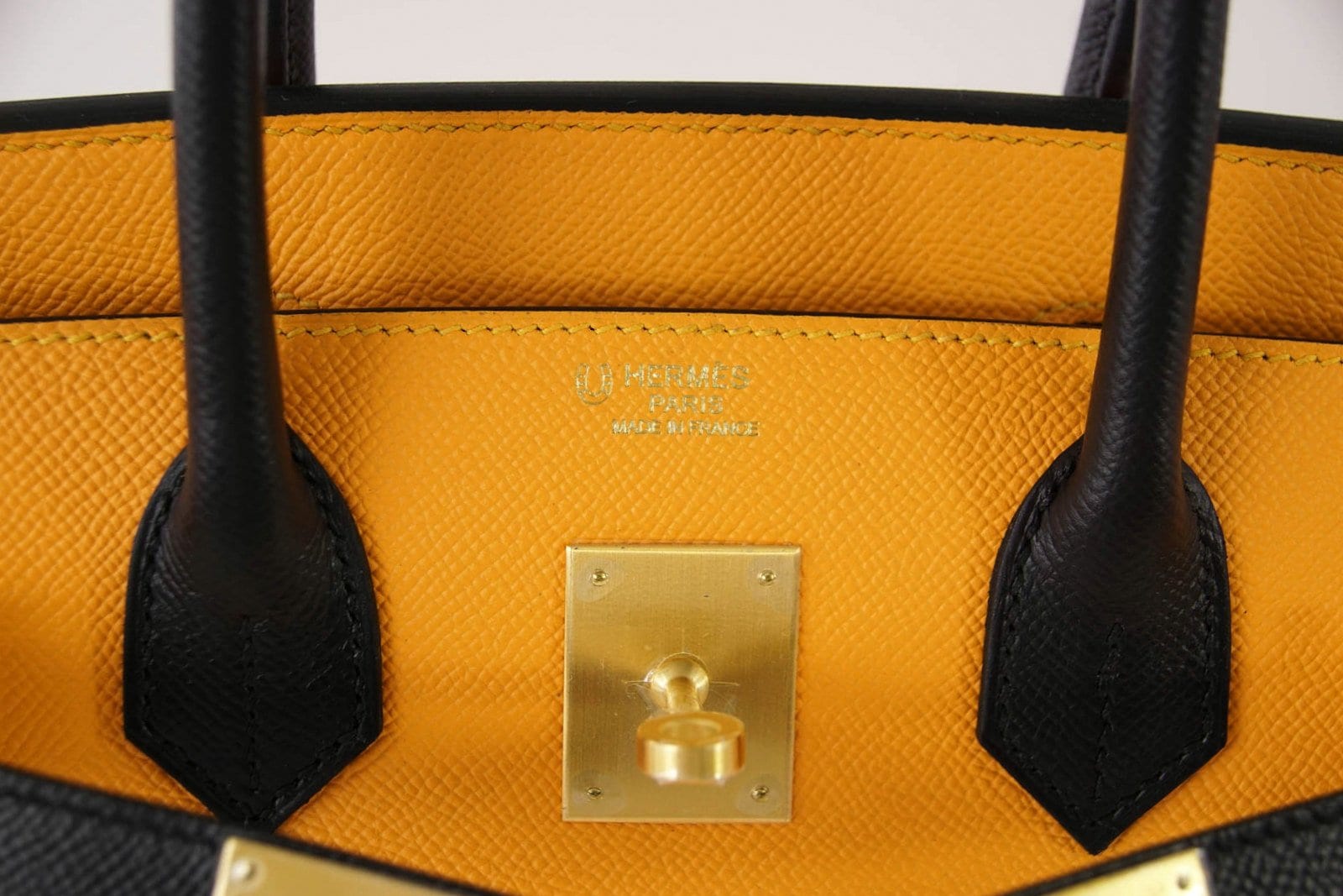 Hermes Birkin 30 Bag HSS Bi-Color Jaune Black Brushed Gold Epsom –  Mightychic