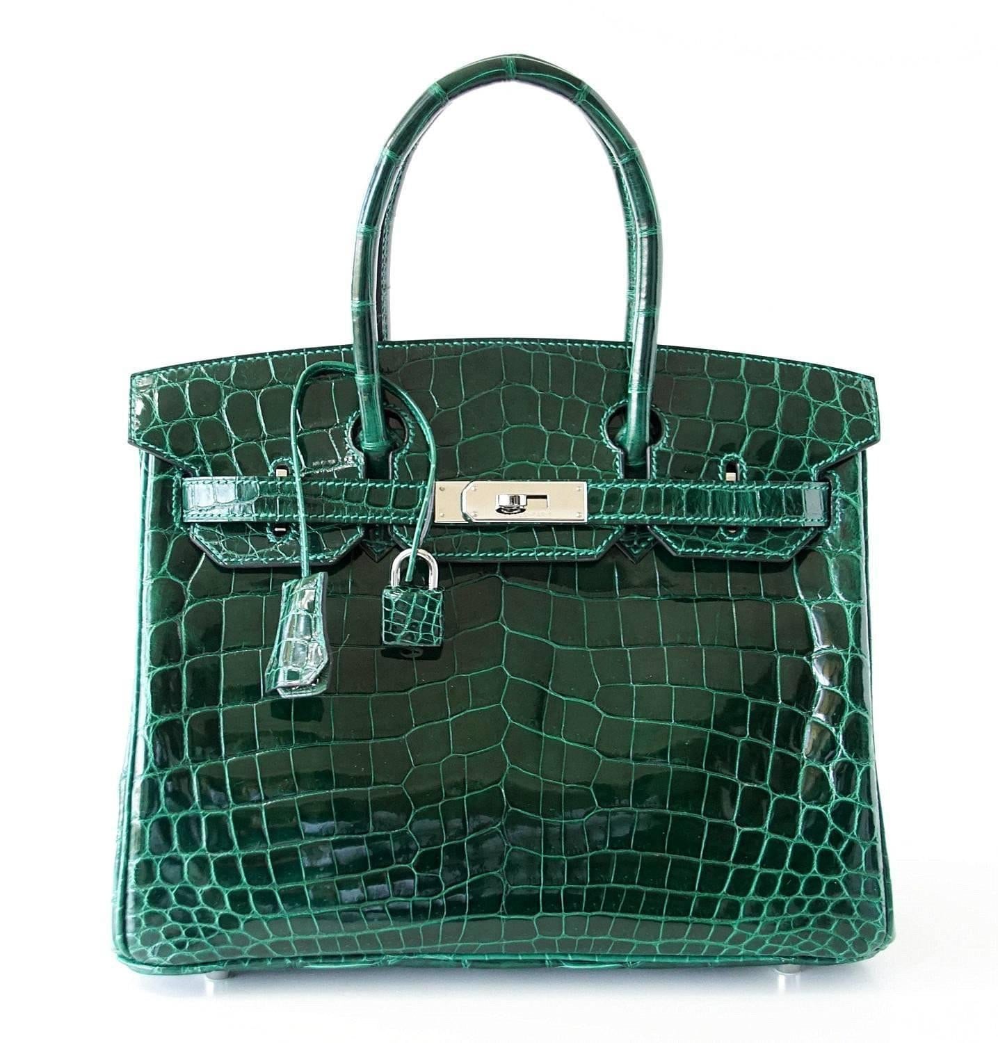 Hermes Birkin 30 Bag Emeraude Emerald Porosus Crocodile Palladium ...