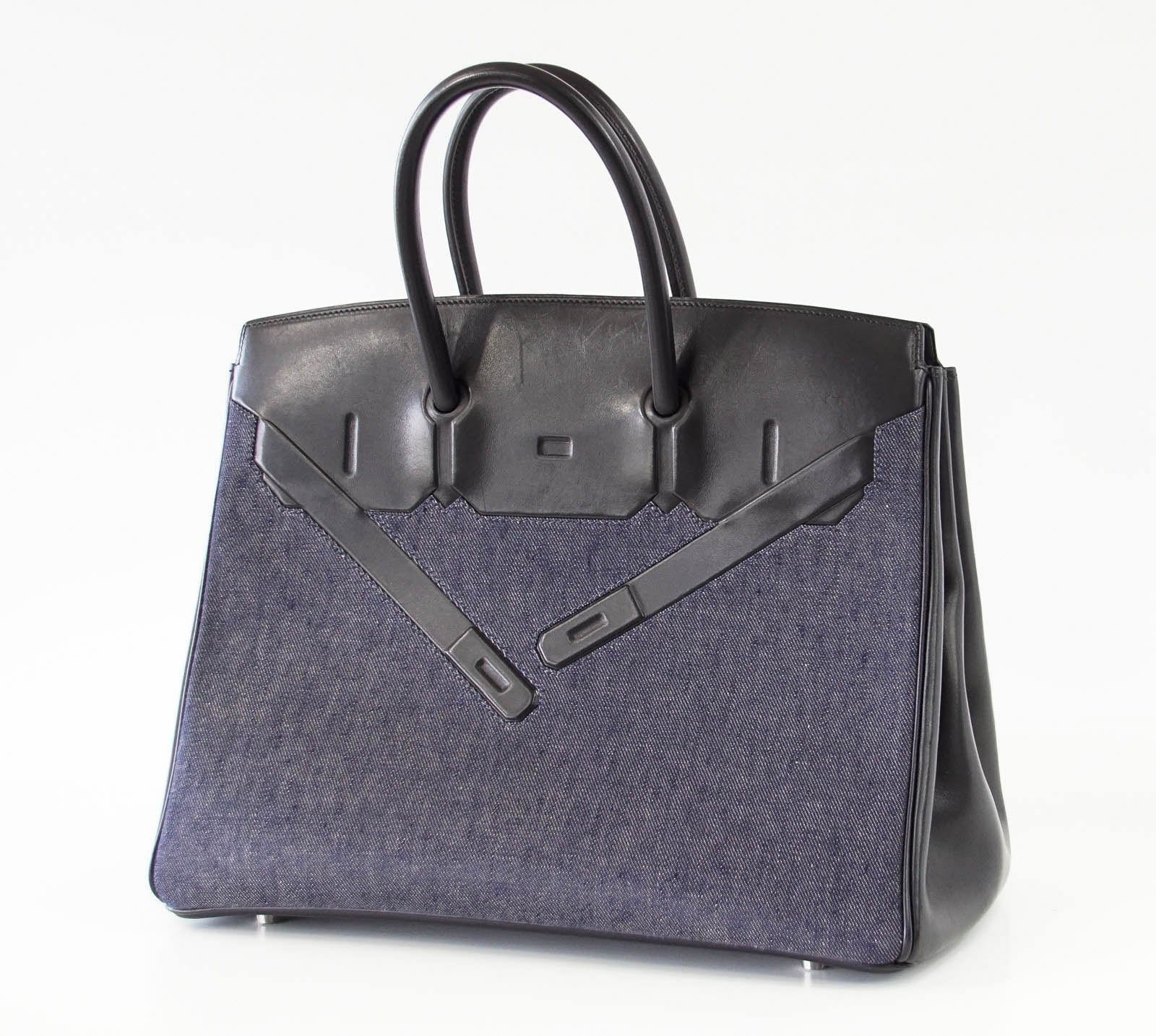 Hermès Birkin 35 Limited Edition Denim Shadow Bag