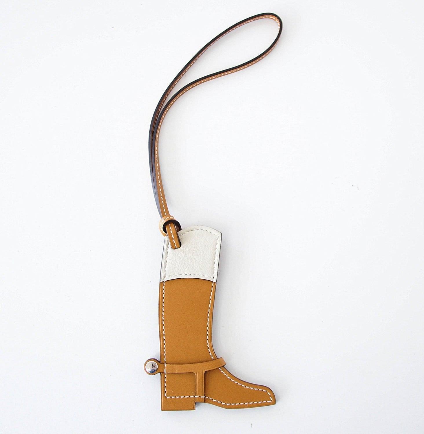 Hermes Paddock Botte Equestrian Boot Sable and Craie Bag Charm - mightychic
