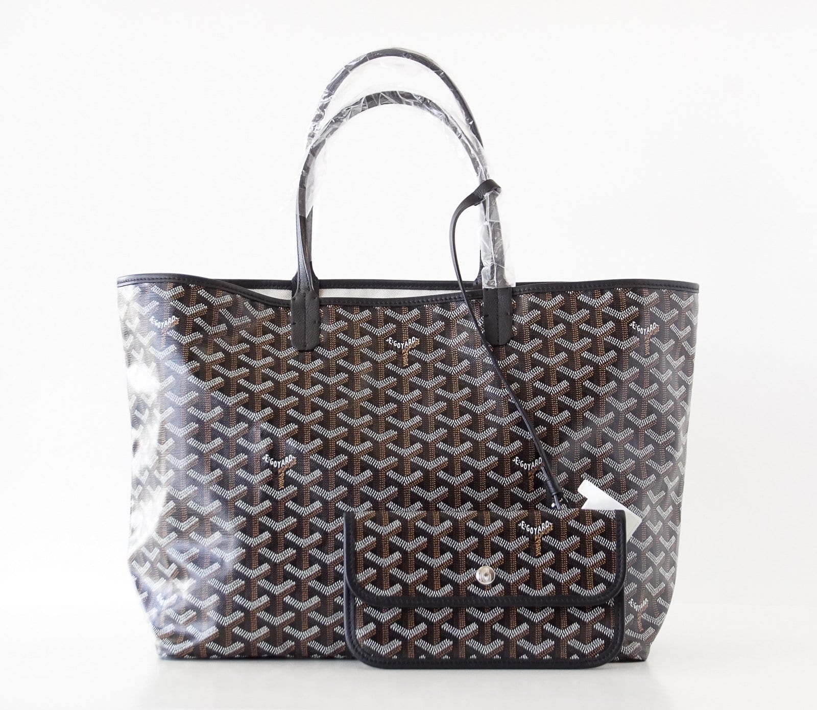 Goyard Black Chevron St Louis PM Tote Bag with Pouch 1223gy50 For