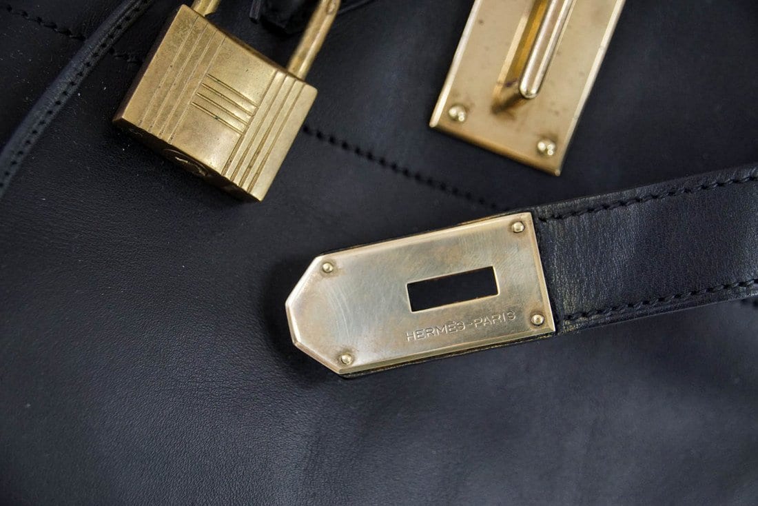 Hermes Hac 50 Flag Toile Ebene Evercalf Leather Brass Hardware Limited  Edition Bag