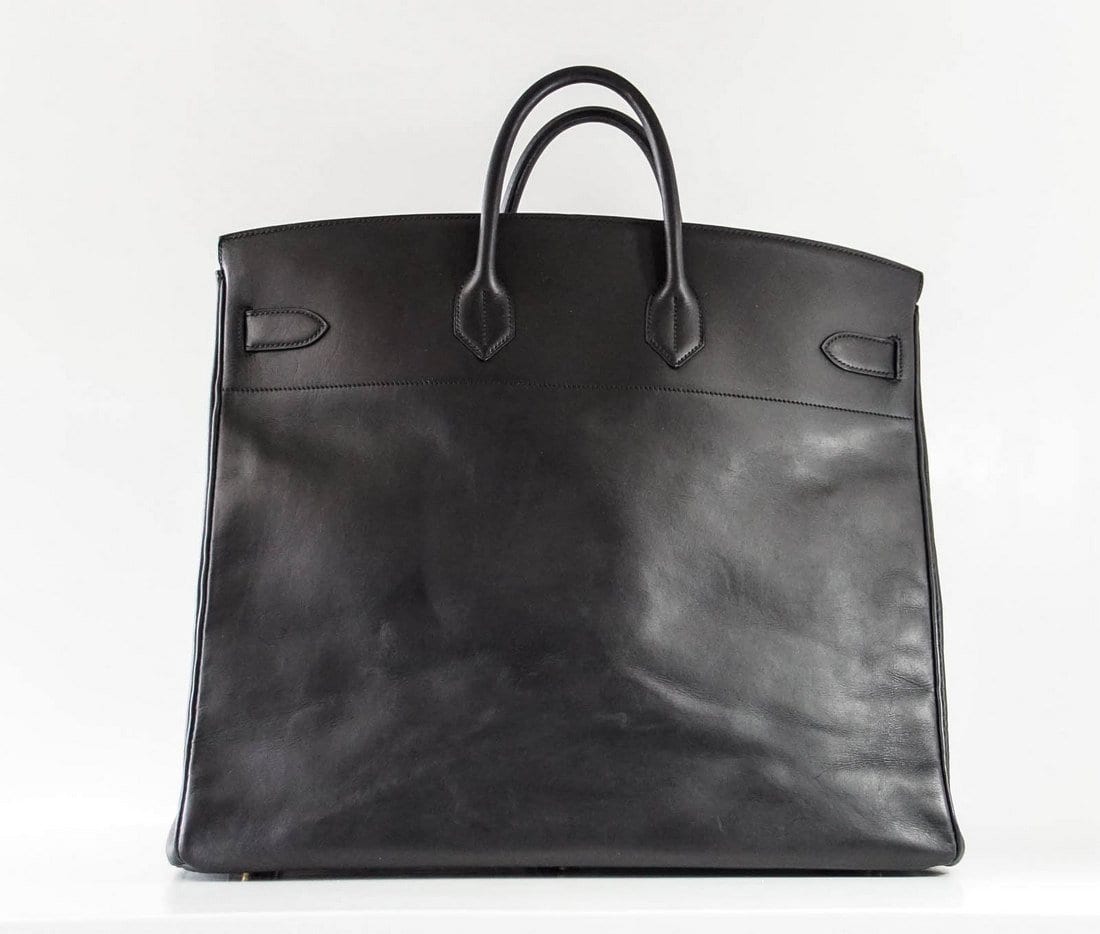 Hermes Birkin 50 Bag HAC Men's Black Vache Noir Leather Brass Hardware ...