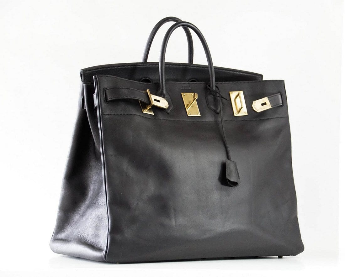 Hermes Hac 50 Black Fjord Leather Brass Hardware • MIGHTYCHIC • 
