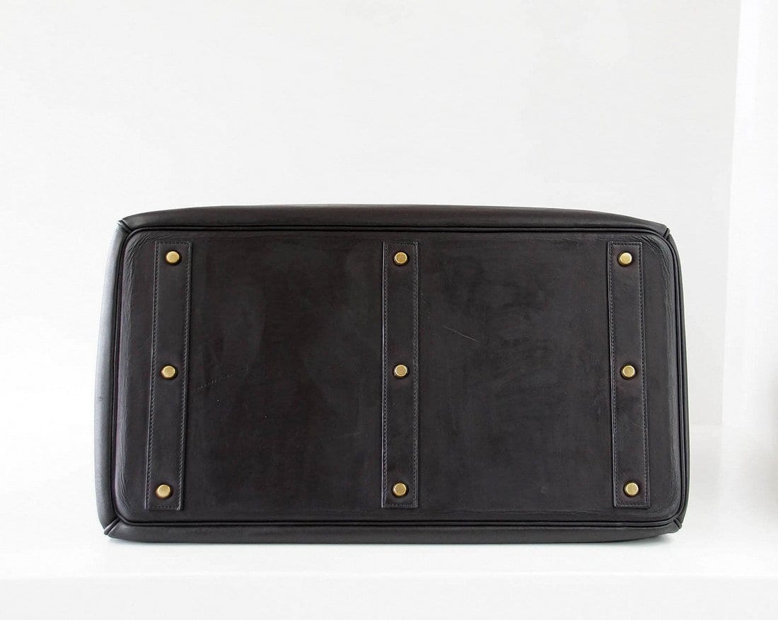 Hermes Hac 50 Bag Black Fjord Leather Brass Hardware Limited Edition
