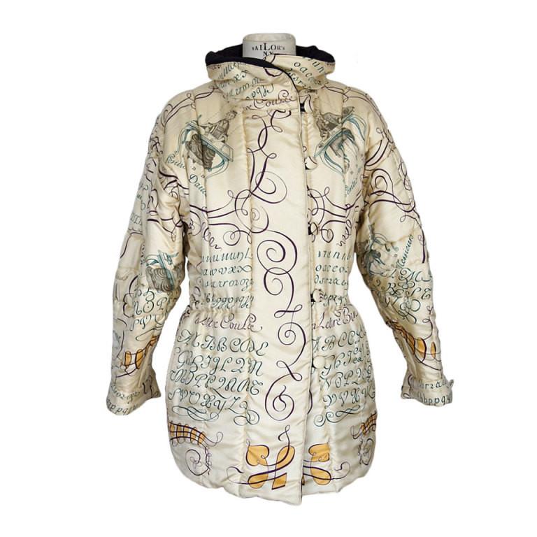 Hermes Jacket Vintage L'Art D'Ecrire Reversible Silk Scarf Print 36 / 6 Magnificent - mightychic