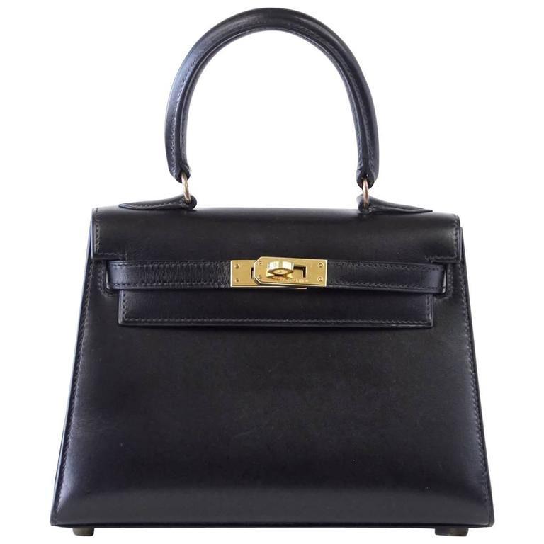 Hermes Kelly 20 Bag Mini Vintage Kelly Sellier Box Leather Gold Hardware - mightychic