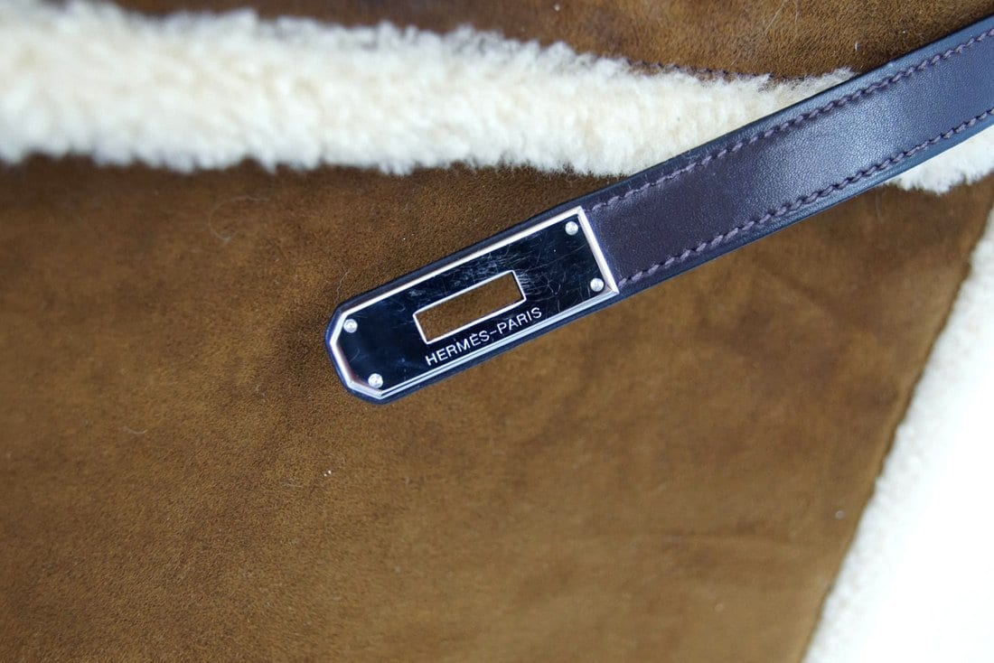 Hermès Teddy Kelly Clutch Barenia Leather & Mouton Shearling Palladium