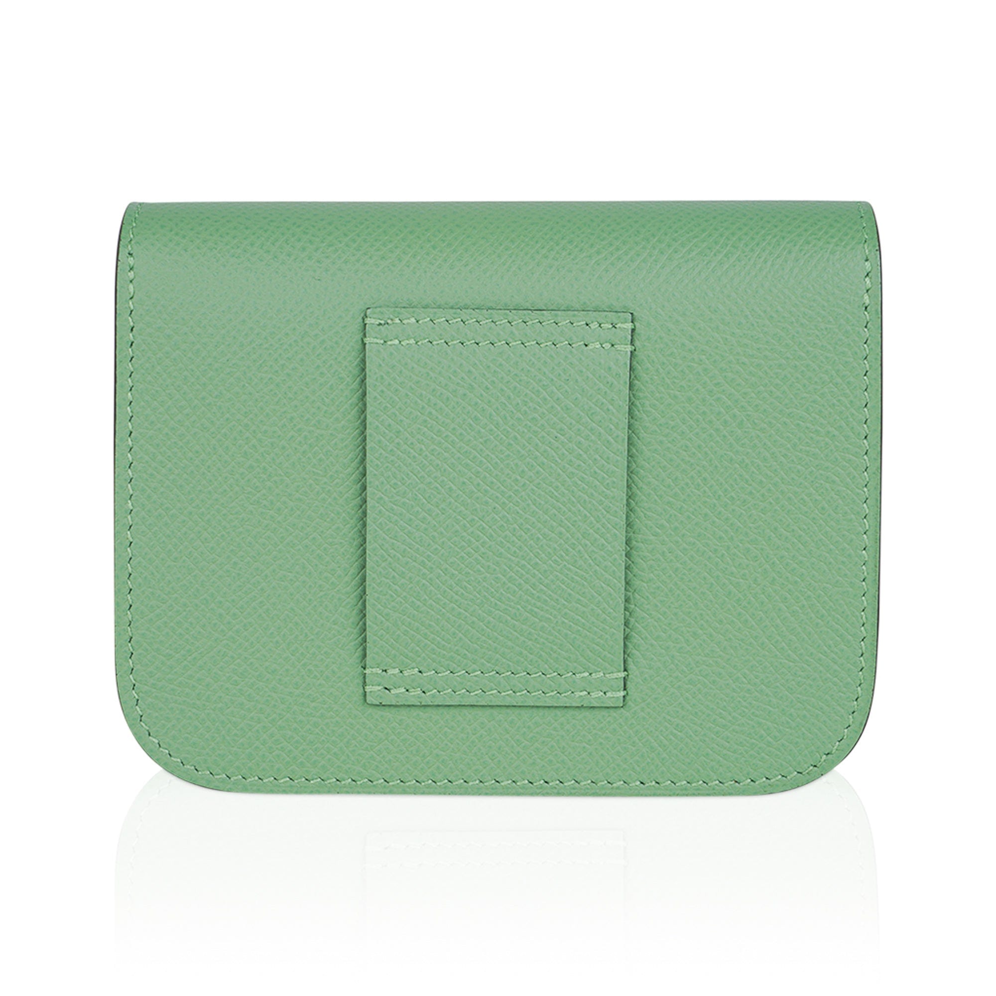 Hermes Constance Slim Wallet In Vert Criquet Epsom Leather With Gold  Hardware