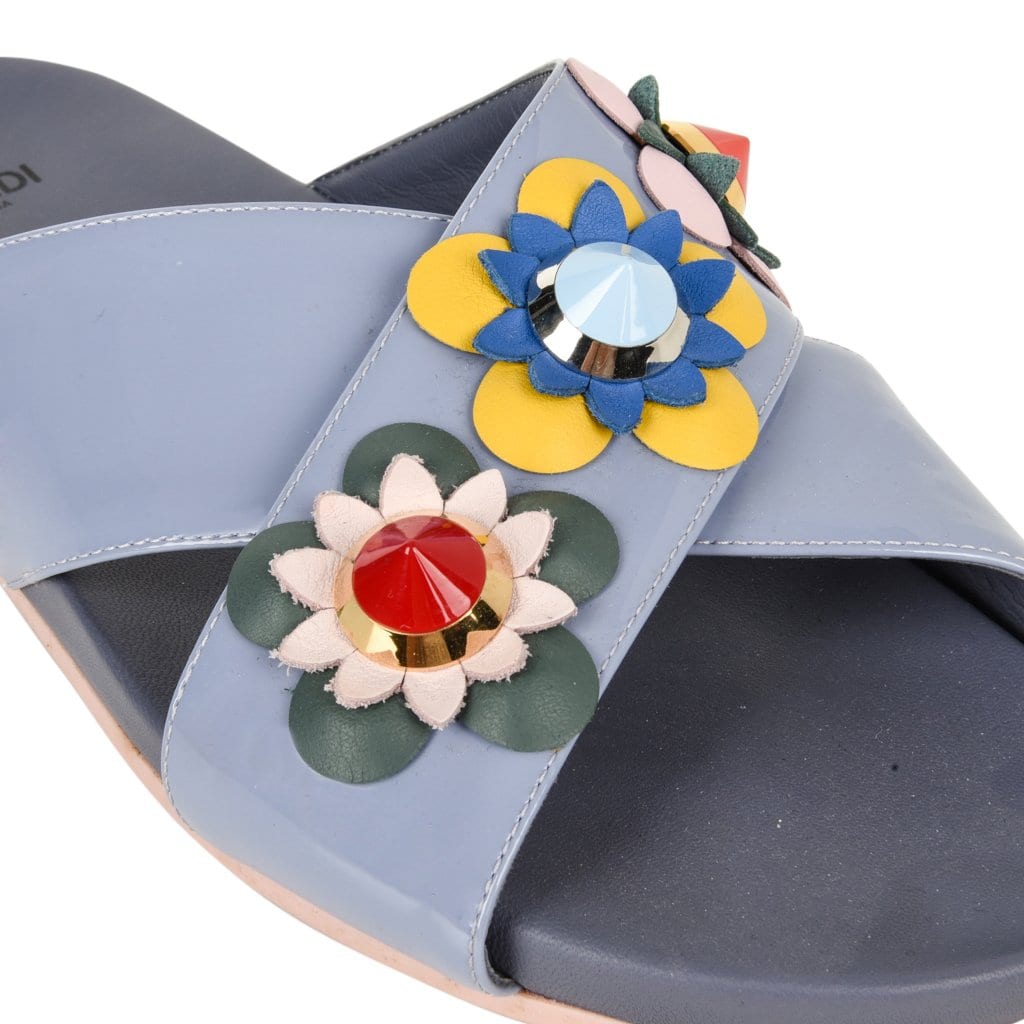 Fendi Shoe Floral Applique Criss Cross Slide 39 / 9 - mightychic