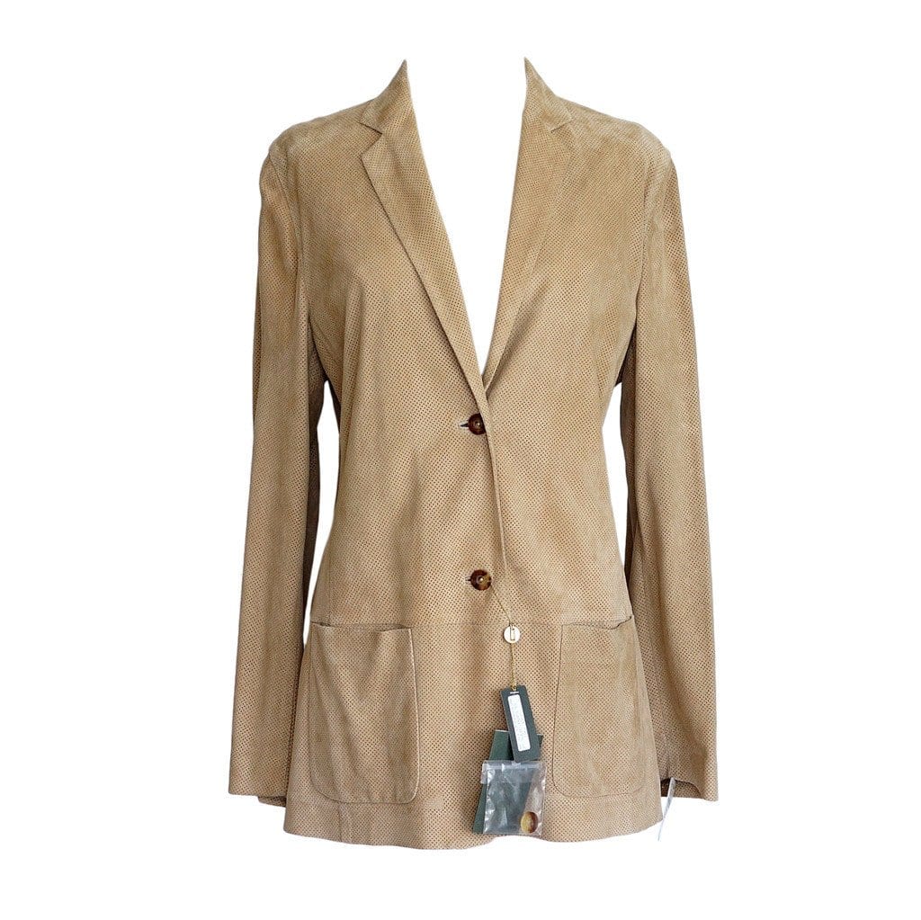 Loro Piana Jacket Perforated Lamb Suede SO CHIC nwt 46 - mightychic