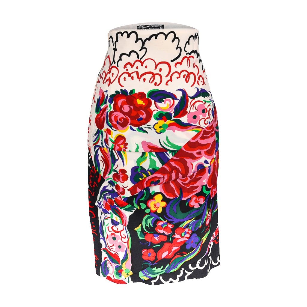 Gianni Versace Couture Vintage Skirt Abstract Floral Print Vivid Colours 6