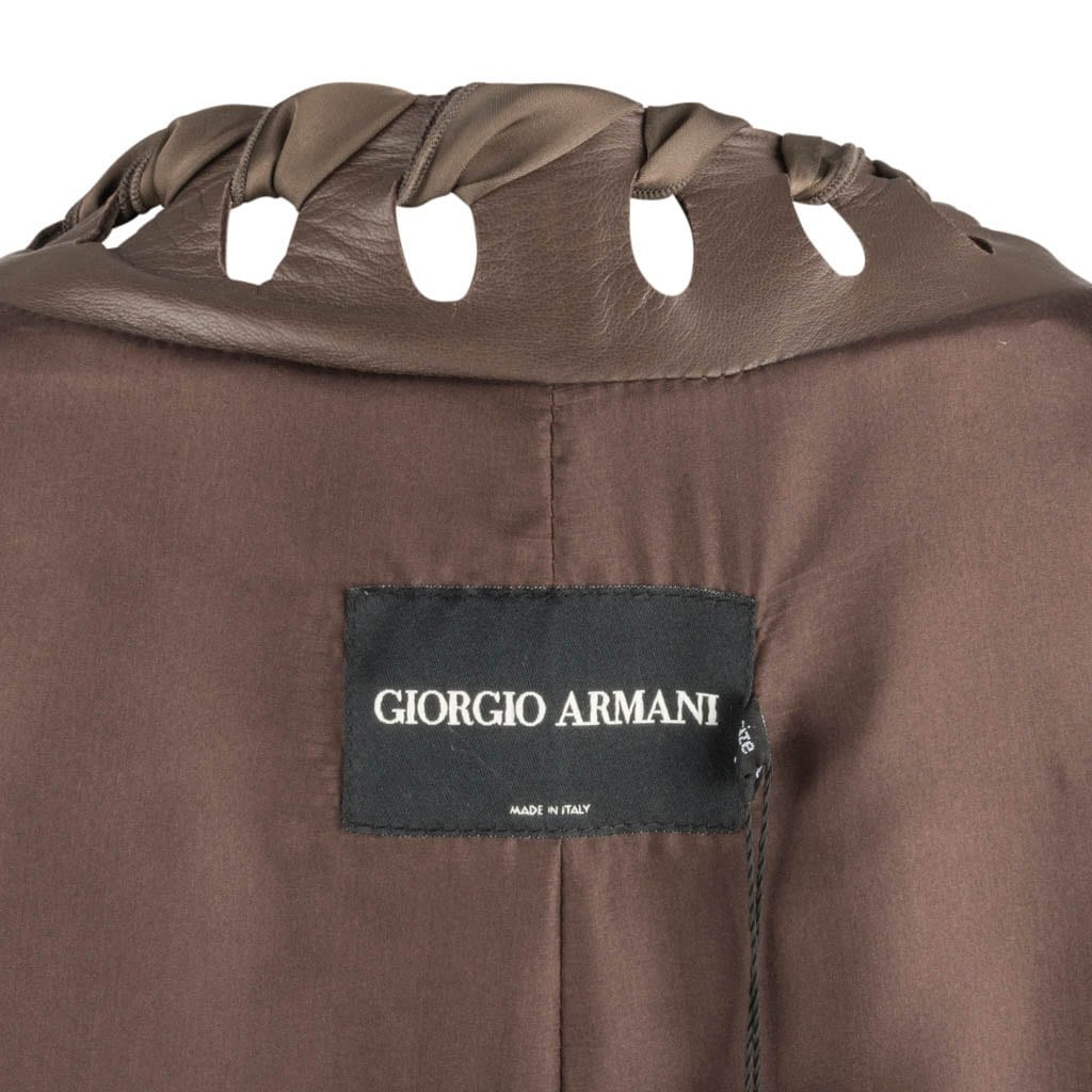 Giorgio Armani Jacket Leather Beautiful Front and Rear Detail Unique 44 / 8  nwt