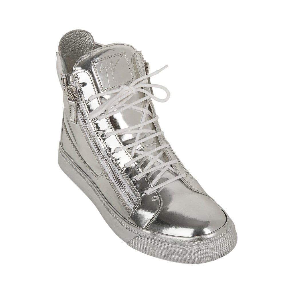 Giuseppe Zanotti Men's Silver Mirror High Top Sneakers 43 / 10 – Mightychic