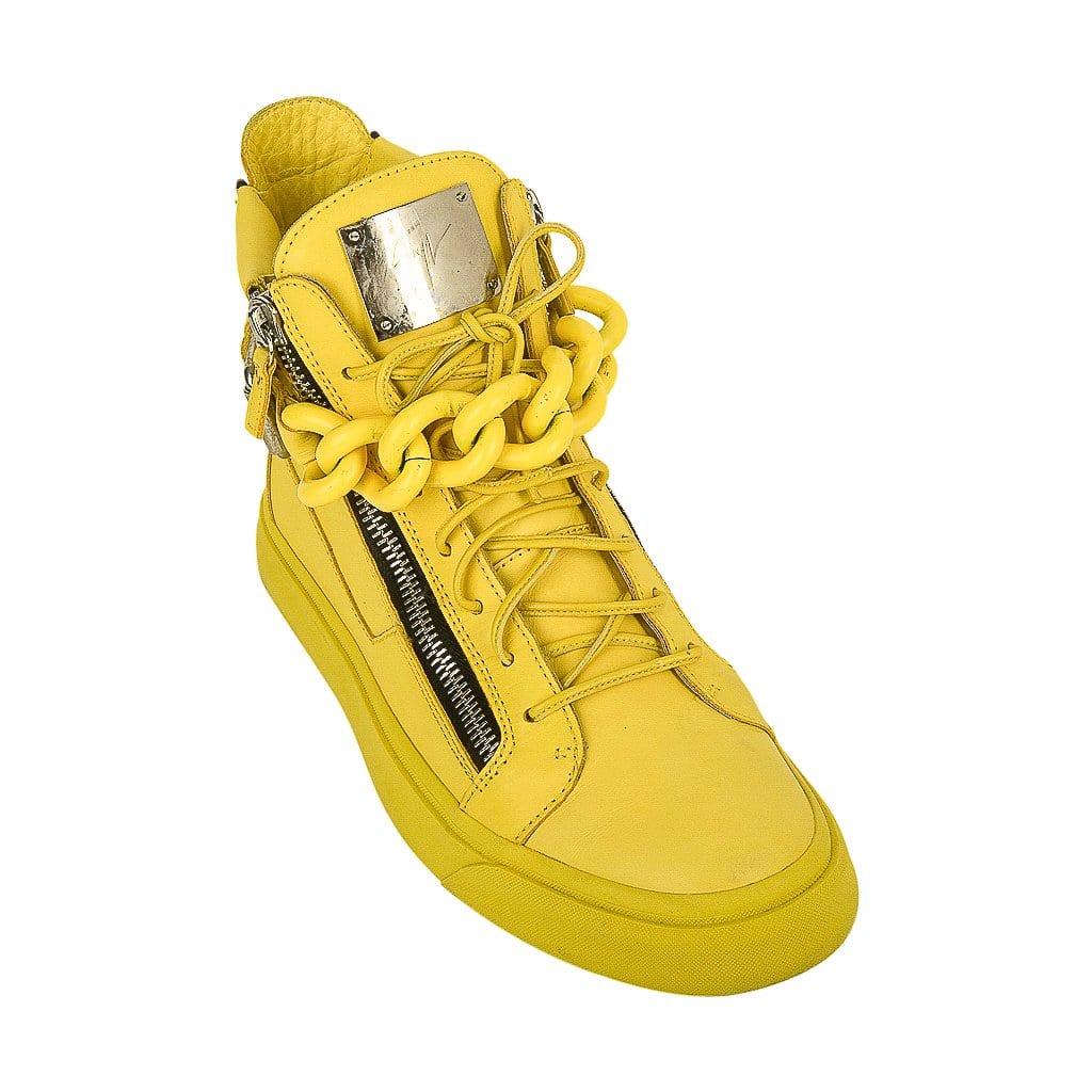 Giuseppe Zanotti Yellow Leather High Top Men's Sneakers / 10.5
