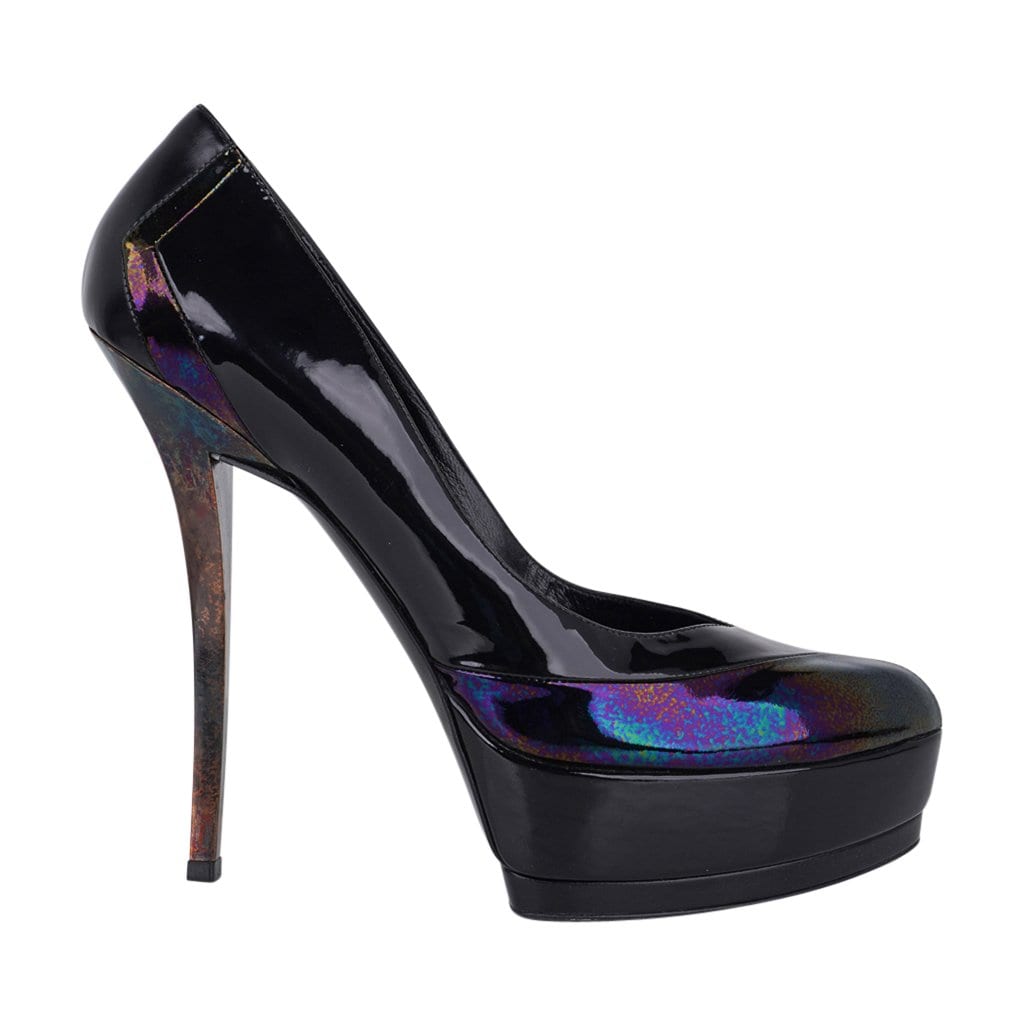 Gucci Shoe Platform Oiled Patent Leather Accent  38.5 /  8.5
