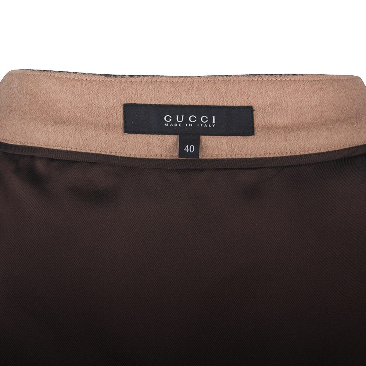 Gucci Skirt Camel Hair Leather Trim Front Zipper 40 / 6