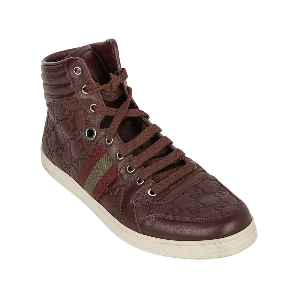 GUCCI Mac80 Leather and Logo-Embroidered Mesh High-Top Sneakers for Men