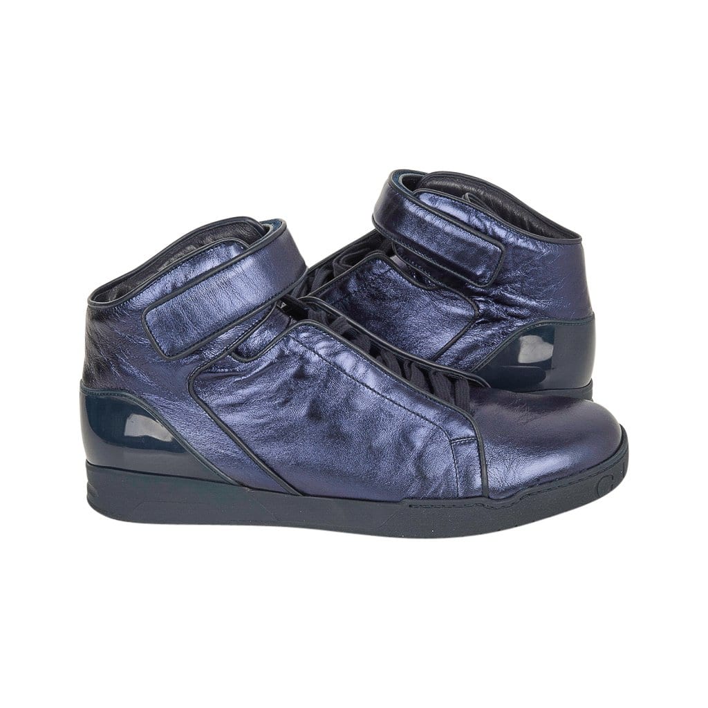 Gucci Men's Blue Nappa Silk High Top Sneakers Size 11