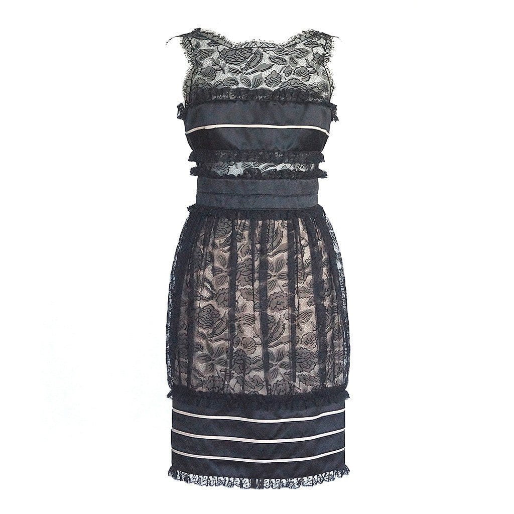 Chanel Dress Black Lace Satin Formal / Cocktail Beautifully