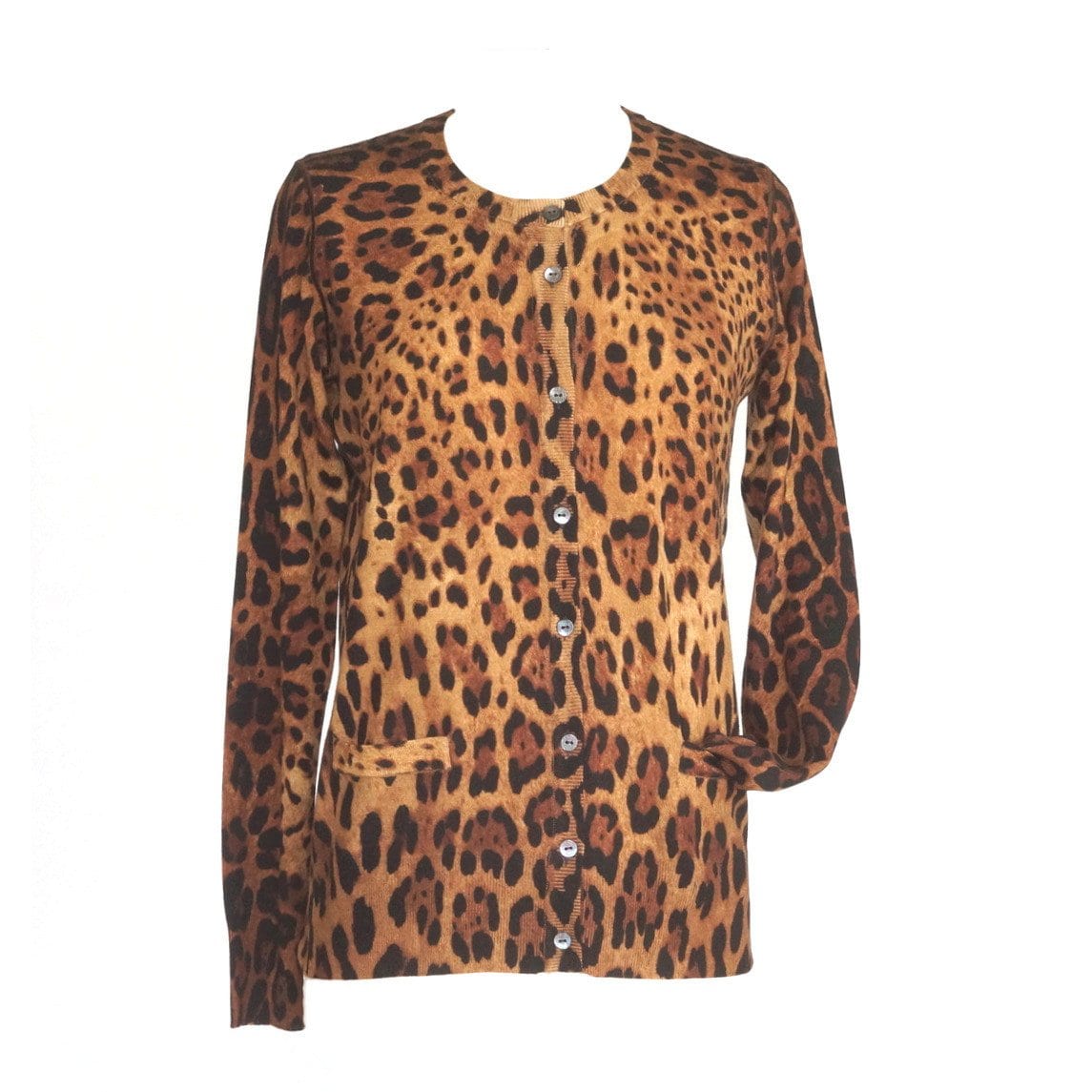 Dolce&Gabbana Sweater Leopard Print Cardigan Silk Cashmere Blend 42 / 8 - mightychic