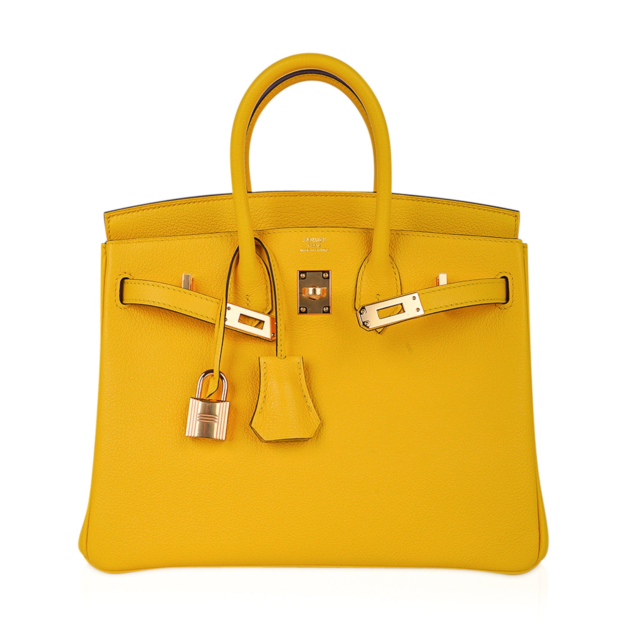 Hermes Epsom Leather 35 Centimeter Birkin Bag Yellow with Rose Gold Hardware
