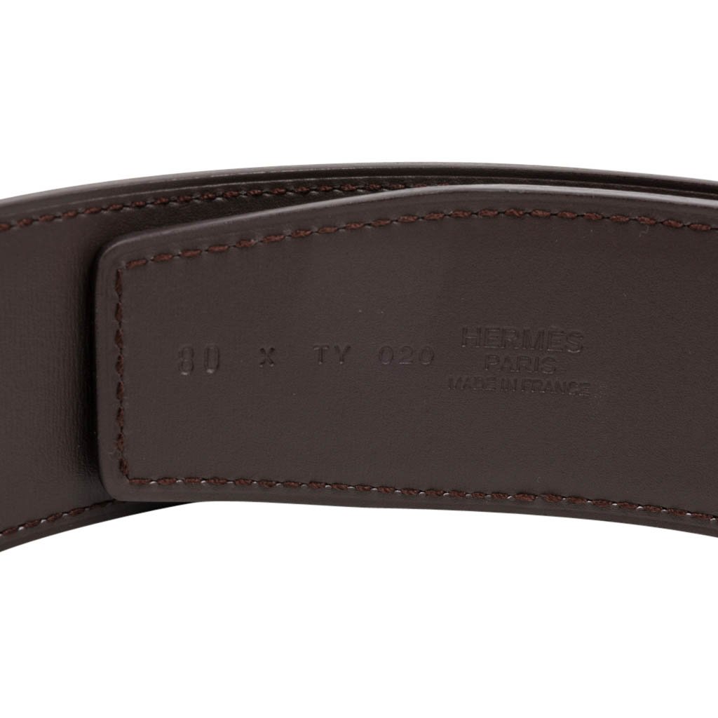 Hermes Belt Constance 42mm Reversible Black to Brown Brushed Palladium Buckle 80