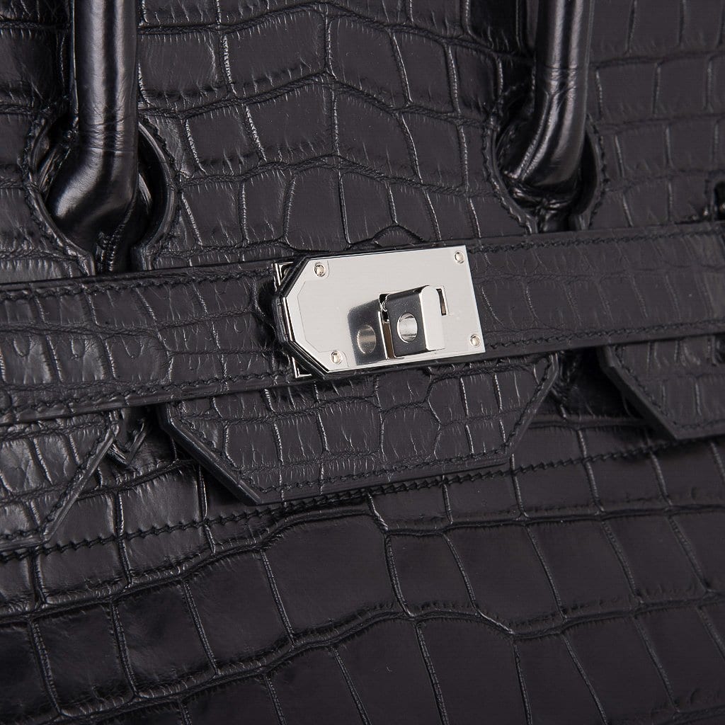 Hermes Hac 50 Birkin Bag Tasche Kroko Matte Porosus Crocodile Palladium New  Full