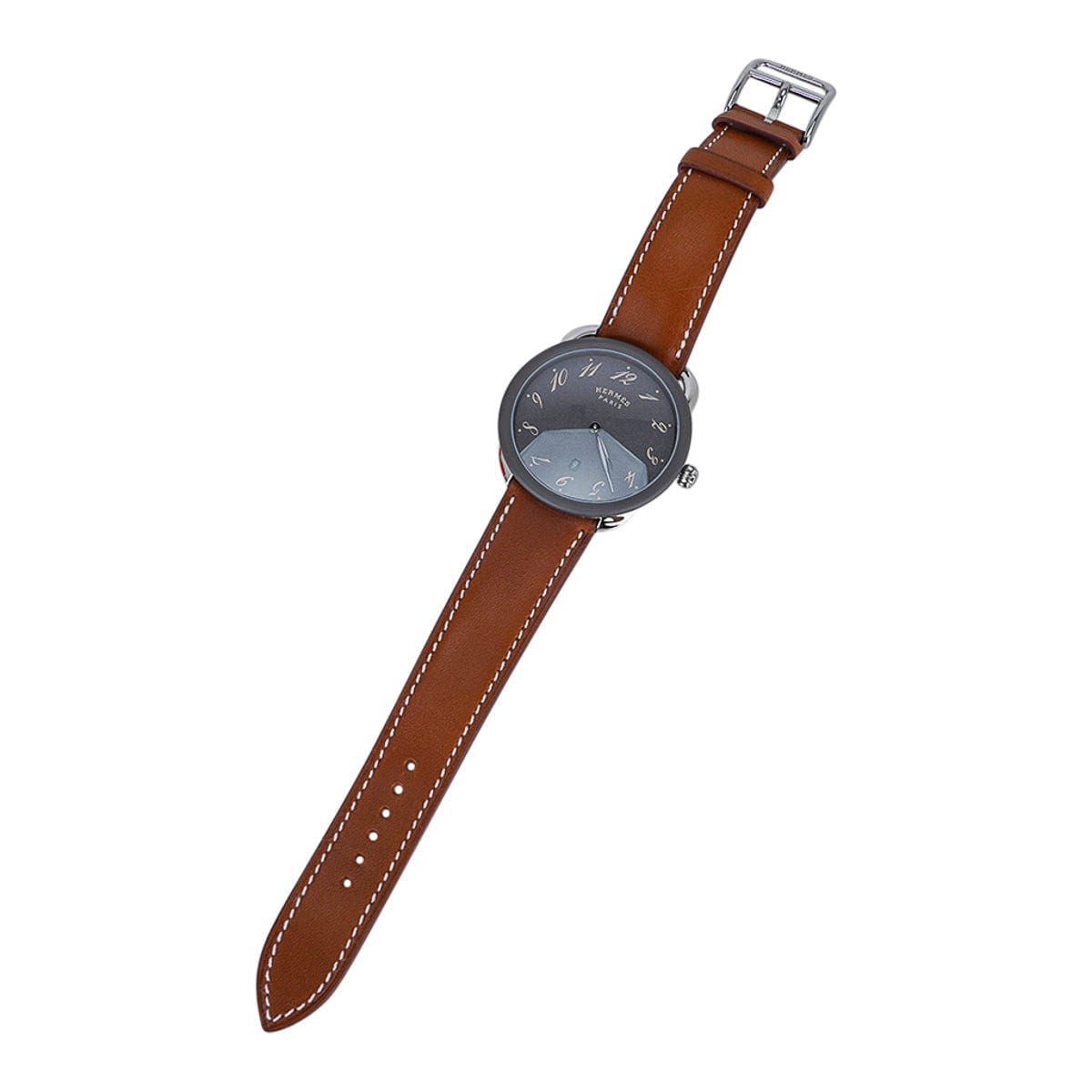 Hermes Arceau 78 Watch 40 mm Gray Dial Barenia Strap