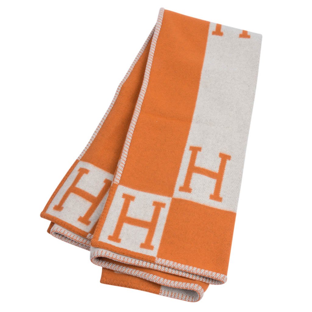 Hermes Blanket Avalon I Signature H Orange Throw Blanket - mightychic