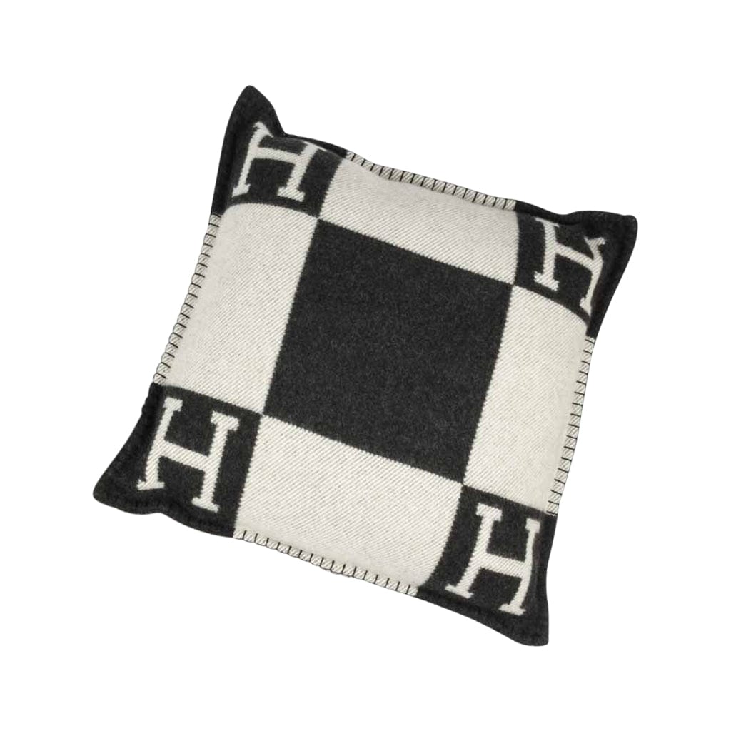 Hermes Cushion Avalon I PM H Ecru and Gris Fonce Pillow Set of Two