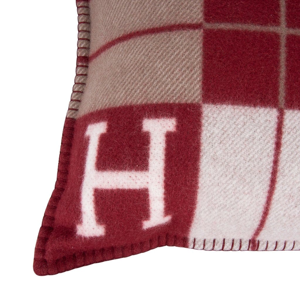 Hermes Cushion Avalon III Rouge H / Ecru Small Model Throw Pillow