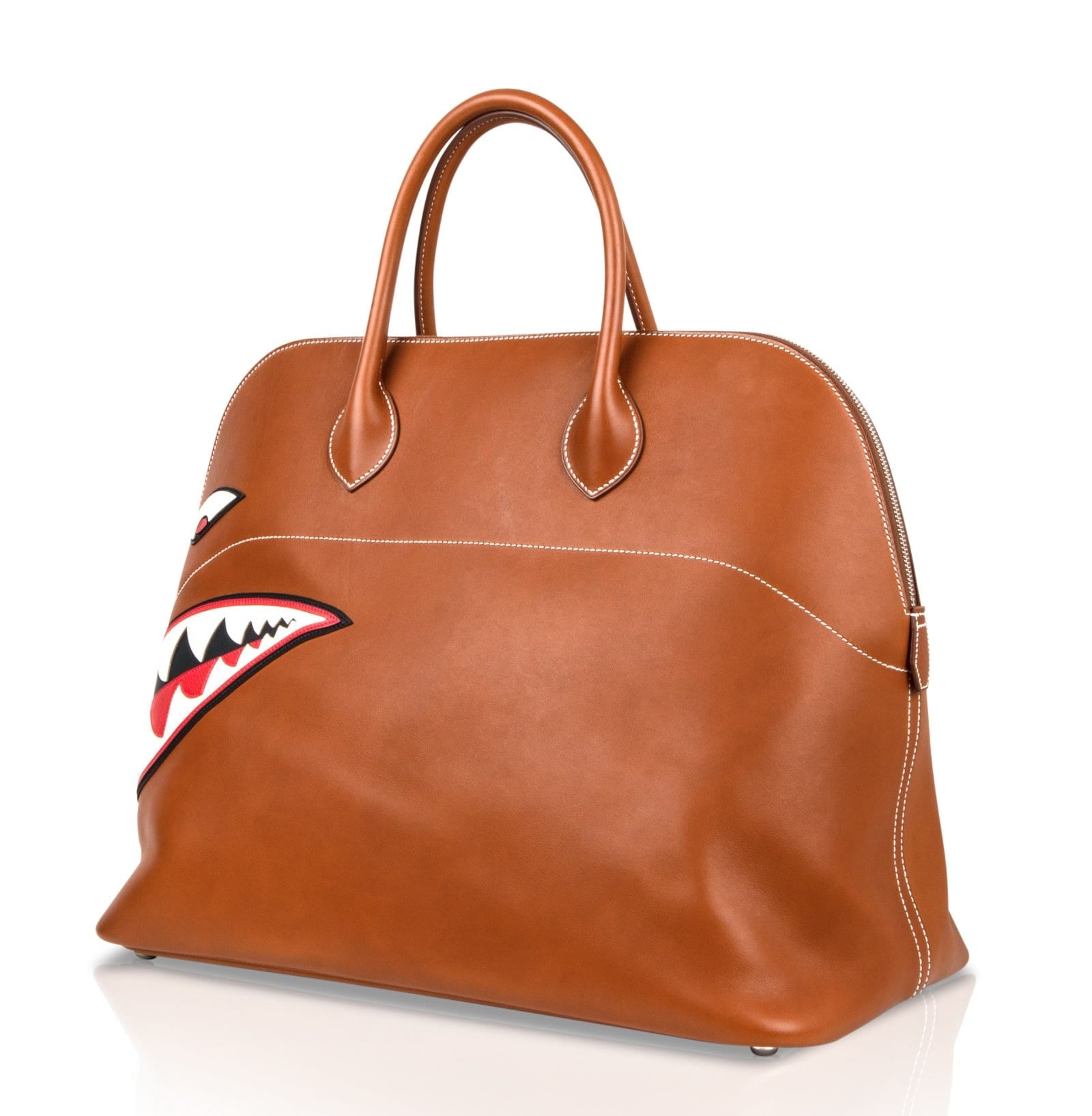 Hermes Bolide 40 Bag Barenia Leather Ltd Ed Runway Shark Bolide Monster Unisex - mightychic