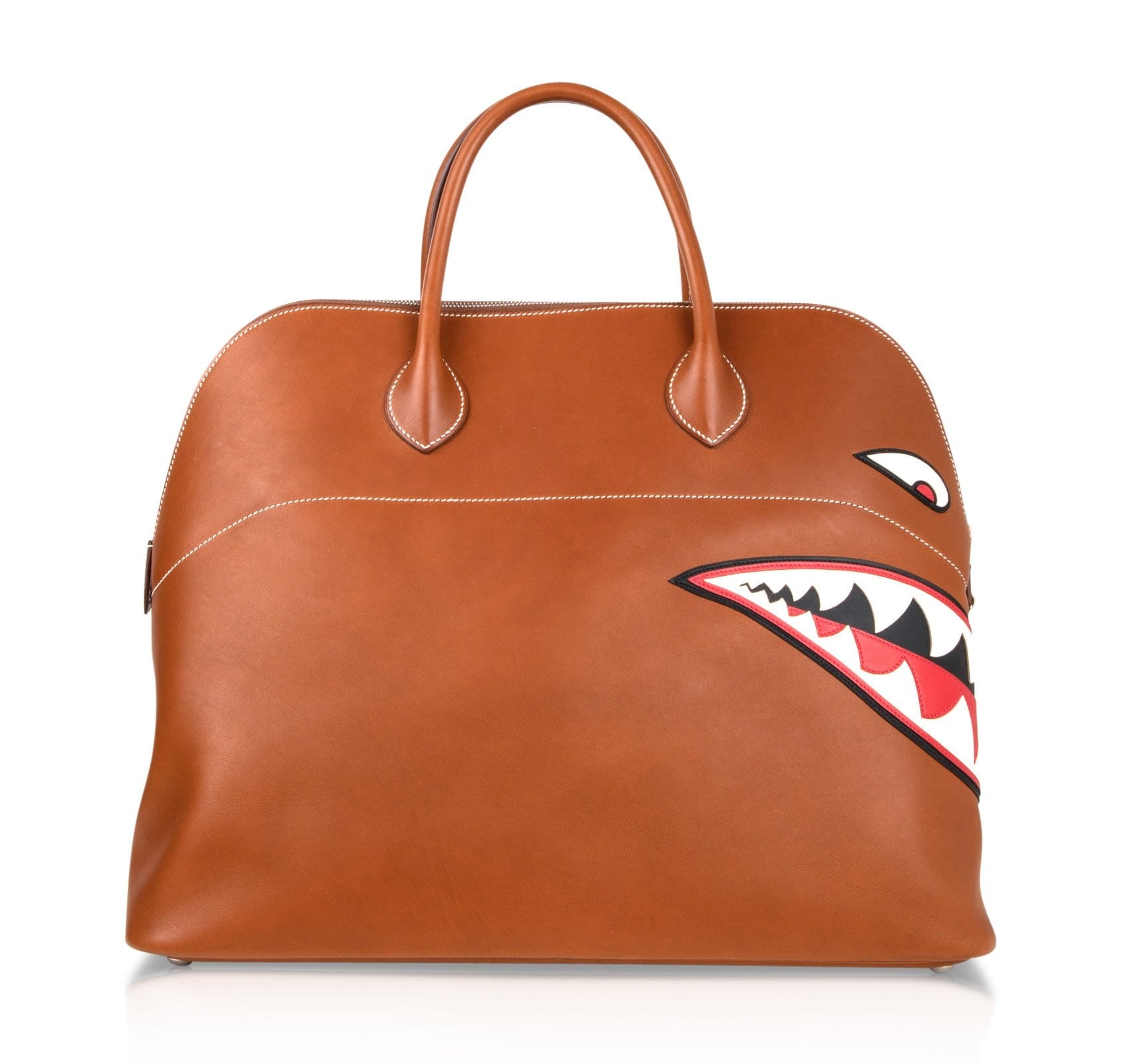 Hermes Bolide 40 Bag Barenia Leather Ltd Ed Runway Shark Bolide Monster Unisex - mightychic