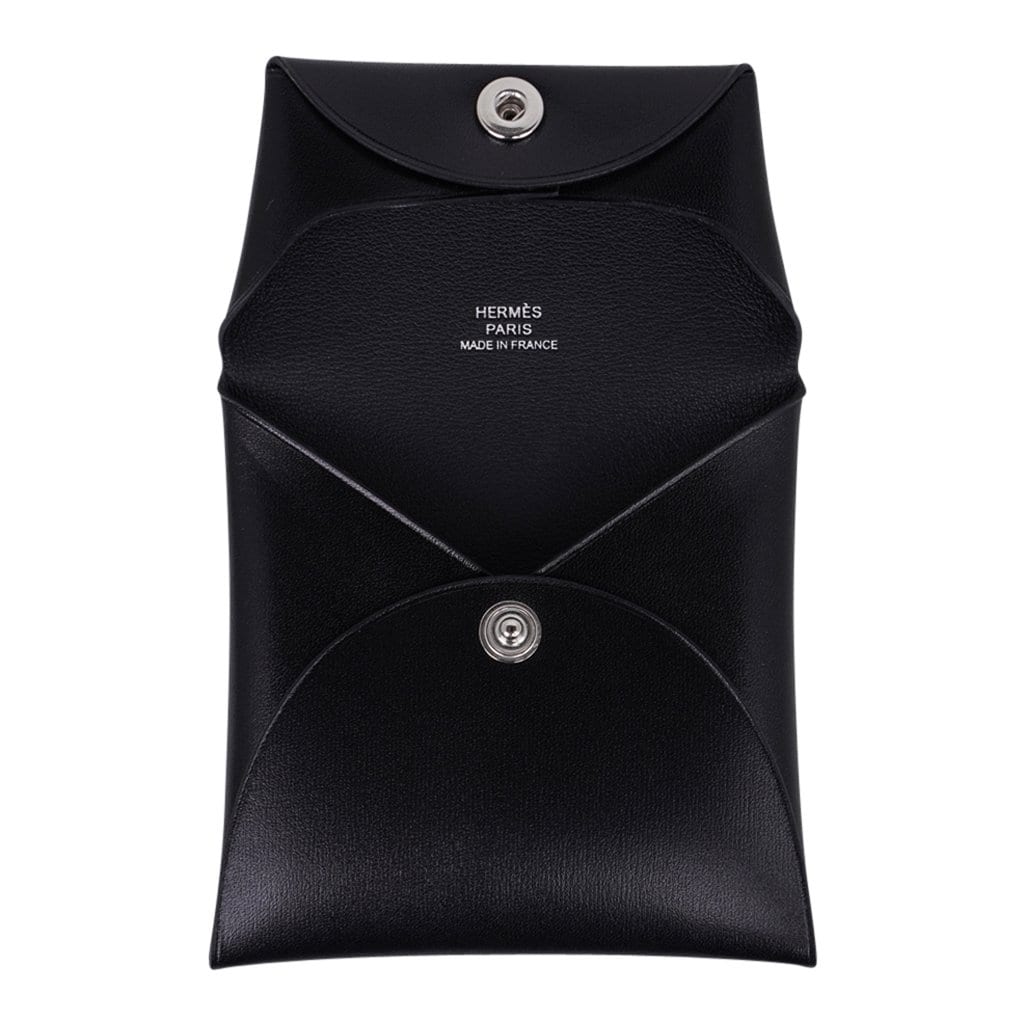 Hermes Bastia Change Purse Black Box Leather