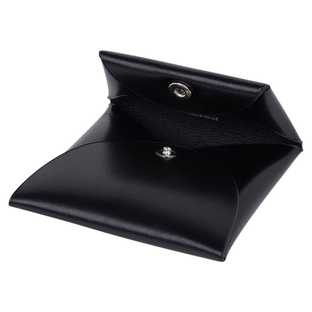 Hermes Bastia Change Purse Black Box Leather