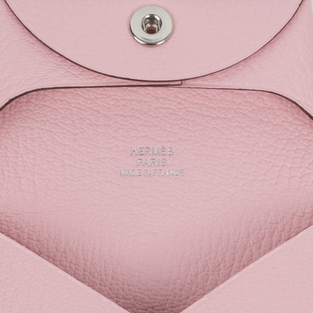 Hermes Bastia Change Purse Rose Sakura Pink Chevre Leather - mightychic